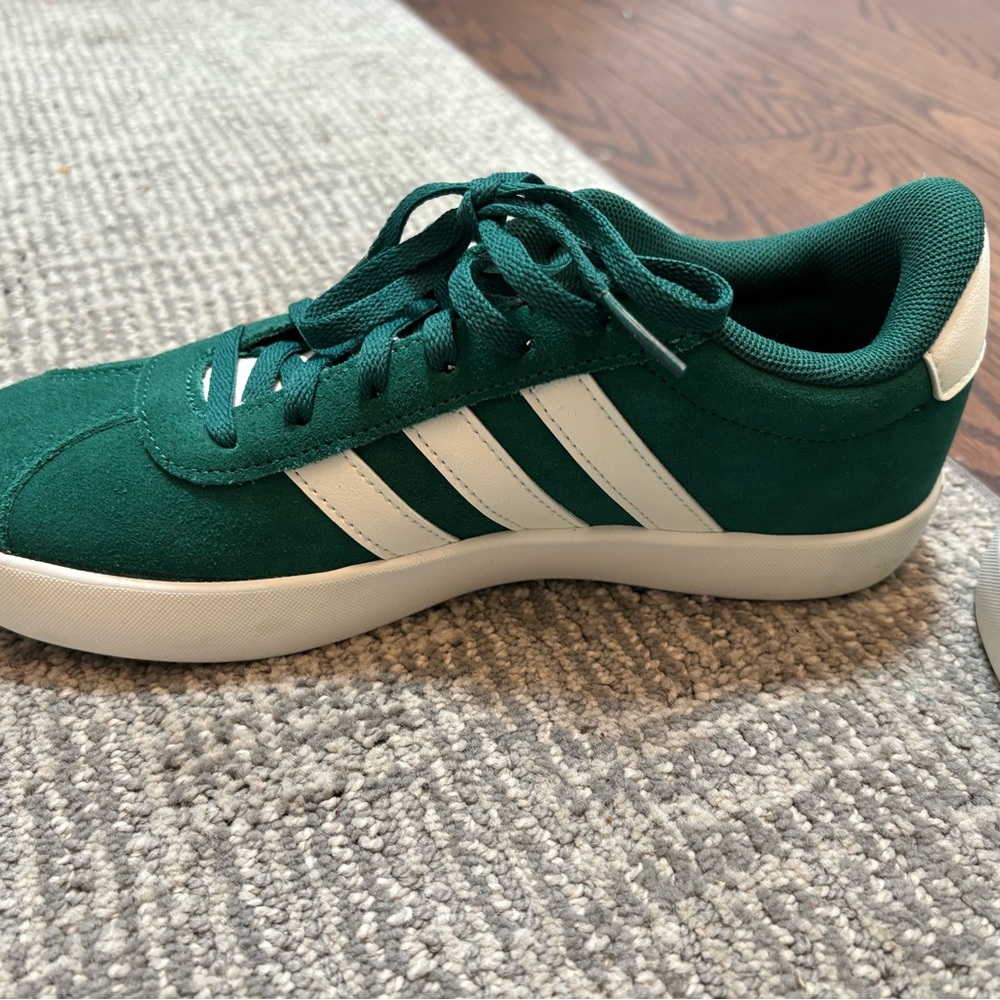 Adidas green stripe sneakers